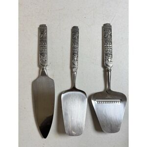 Spar Norway Stainless 18/8 w/ Pewter Handles Cheese Plane Pie & Cake Servers (3)